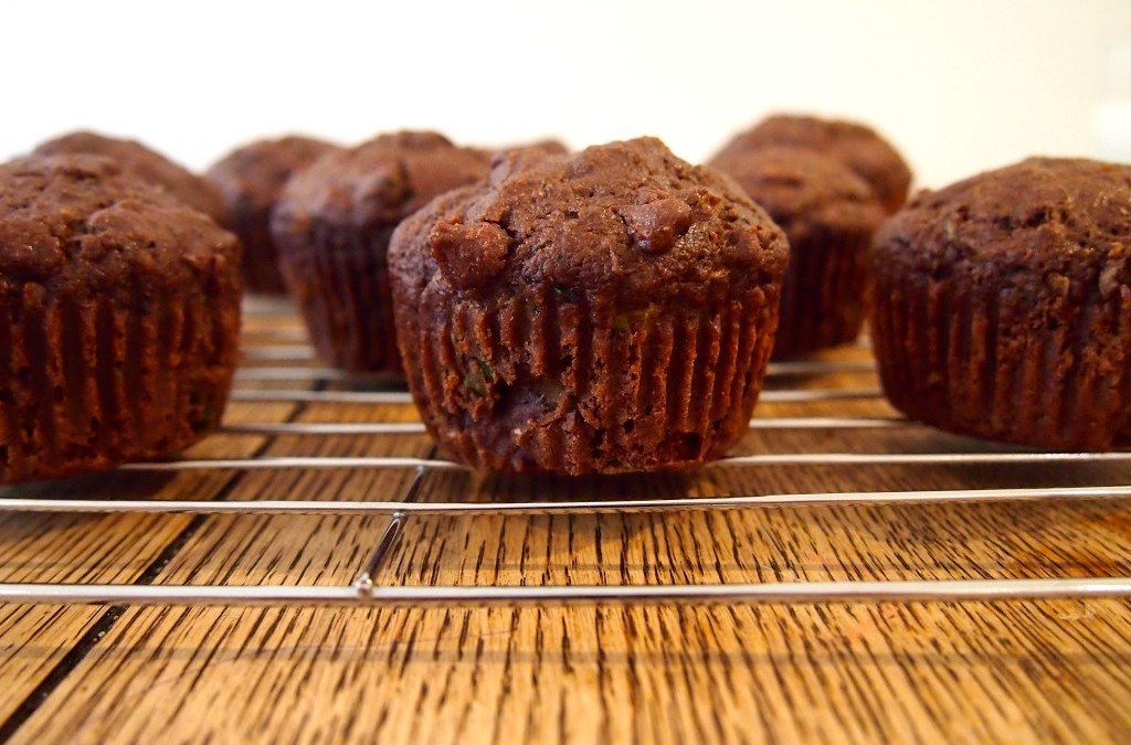 Gluten-Free, Nut-Free, Egg-Free Fudgey Chocolate Zucchini Muffins